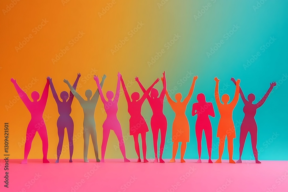 Diverse Paper People Celebrating Unity Teamwork Diverse Paper People Celebrating Unity Teamwork