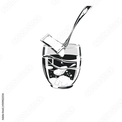 Sachet powder concept set. Instruction how to dissolve effervescent medication in water. Vector illustration. packet use