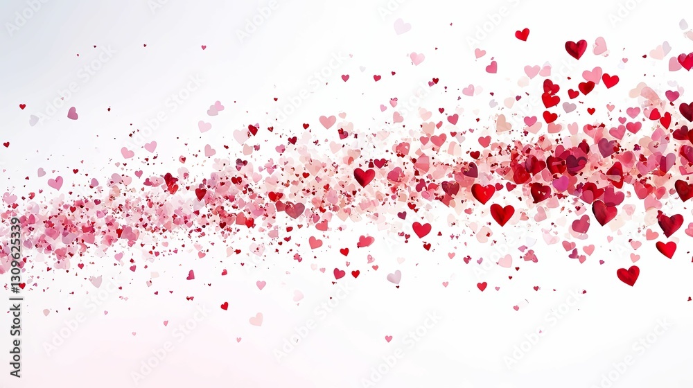 Red Pink Hearts Falling Wave Background Design Red Pink Hearts Falling Wave Background Design