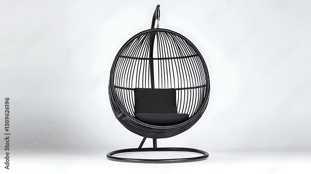 Fototapeta premium A black and white photo of a black and white chair with a black cushion