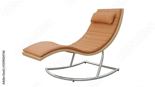 A tan leather chaise lounge with a pillow on top