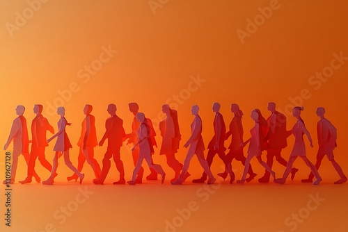 Wallpaper Mural Diverse Paper People Walking Silhouettes Torontodigital.ca