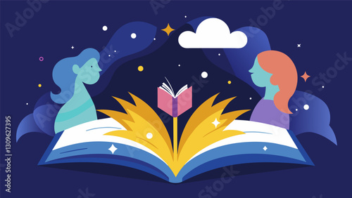 Between the pages hidden gems of creativity and vulnerability a friendship that sparks inspiration and catharsis.. Vector illustration