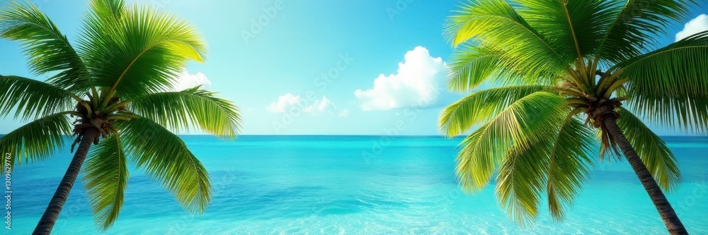 Vibrant green palms sway gently in a tropical breeze , leaves, landscape, tropical Vibrant green palms sway gently in a tropical breeze , leaves, landscape, tropical