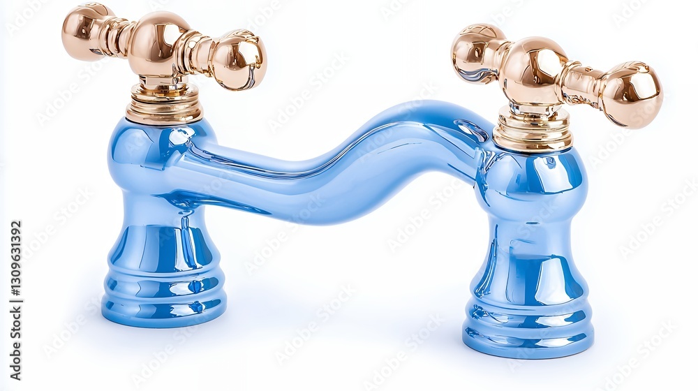 Light Blue Ceramic Bathroom Faucet with Rose Gold Handles Light Blue Ceramic Bathroom Faucet with Rose Gold Handles