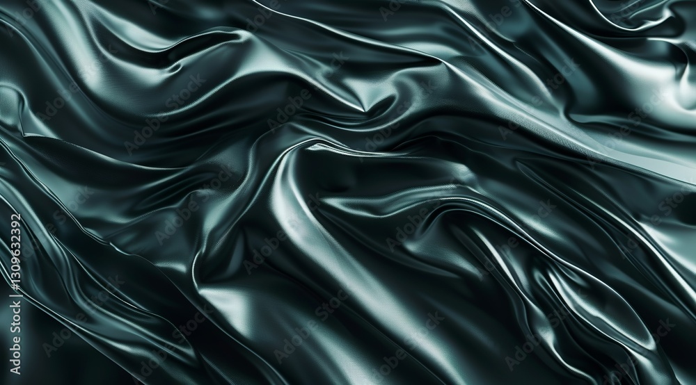 Obraz premium Abstract Black Satin Fabric with Smooth Rippling Texture