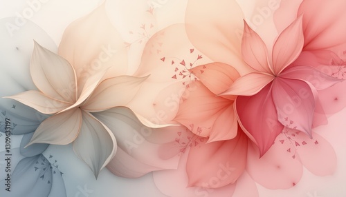  Gentle Pink and Peach Watercolor with Subtle Heart Details