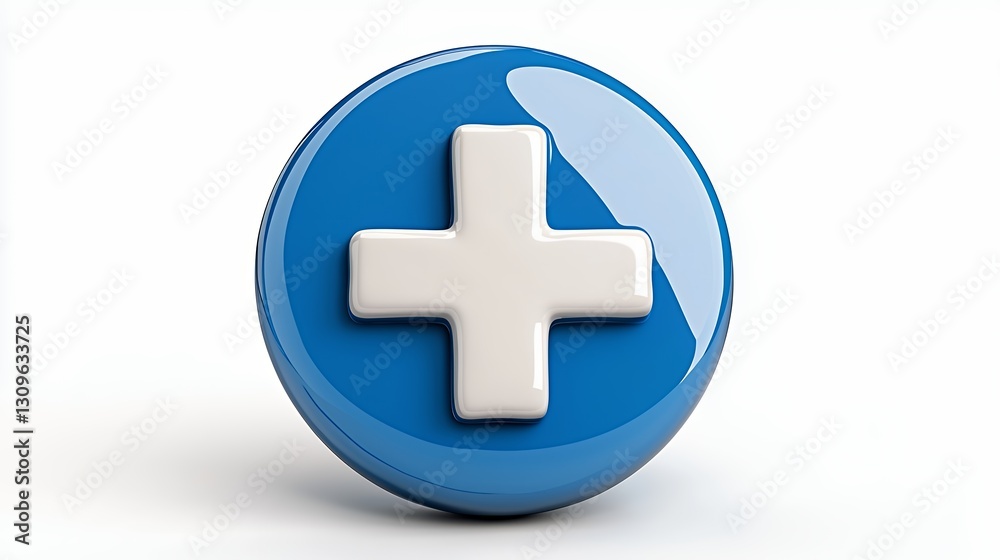 Glossy Blue Circle Button with White Plus Sign Glossy Blue Circle Button with White Plus Sign