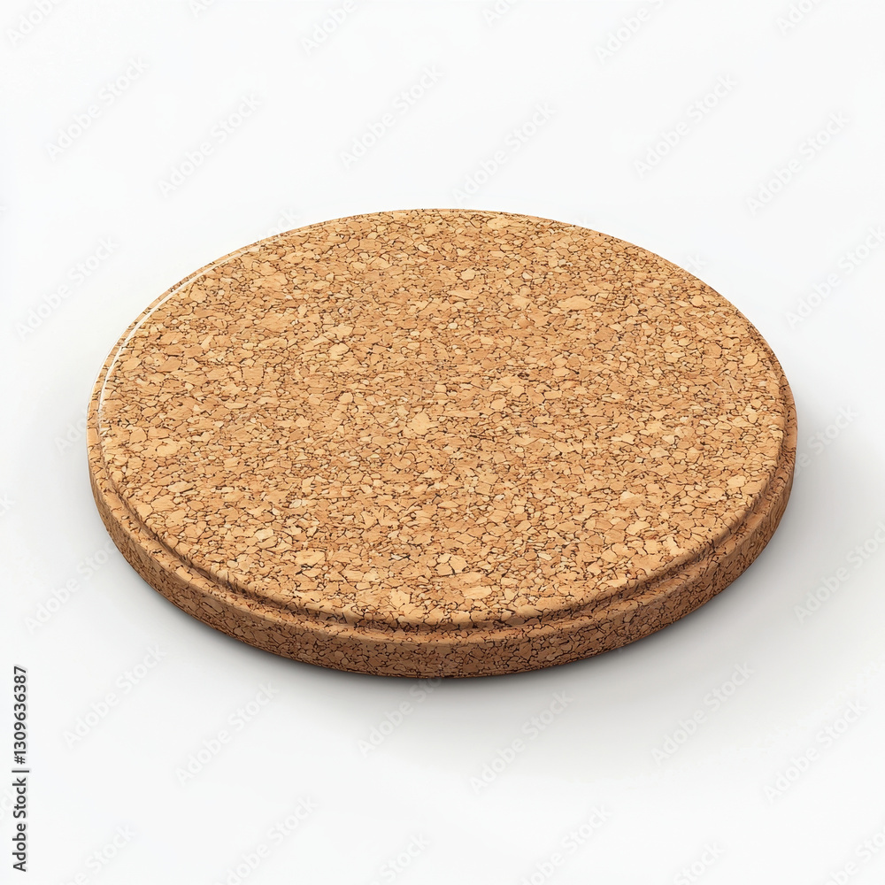 round cork coaster with textured surface, ideal for dining settings round cork coaster with textured surface, ideal for dining settings