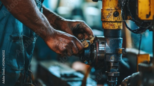 Wallpaper Mural Close-up of hands working on machinery, showcasing the craftsmanship and attention to detail in skilled trades Torontodigital.ca