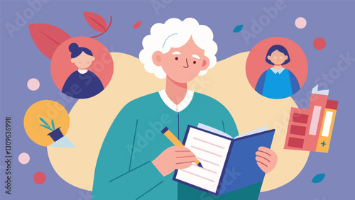 In the journal the elderly person recorded not only their own life but also stories of their ancestors creating a comprehensive legacy for their. Vector illustration