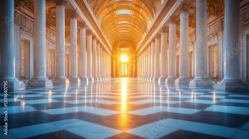 Sunlit Columns Colonnade, Palace Interior