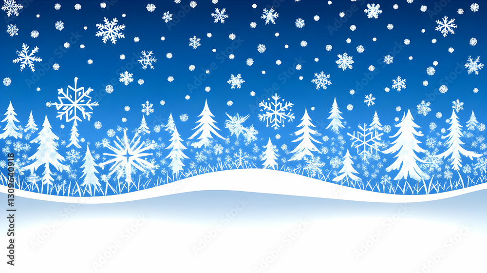 Winter Wonderland Illustration: Snowy Forest Background Winter Wonderland Illustration: Snowy Forest Background