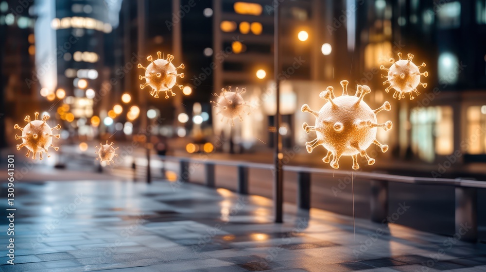 Obraz premium Urban sidewalk texture, a closeup view of scattered small white objects on concrete path