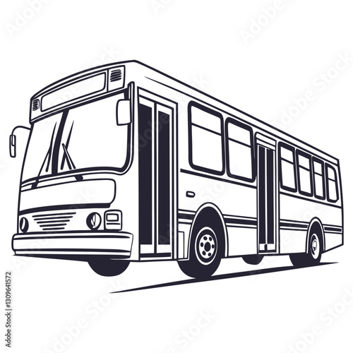 silhouette bus image on white background