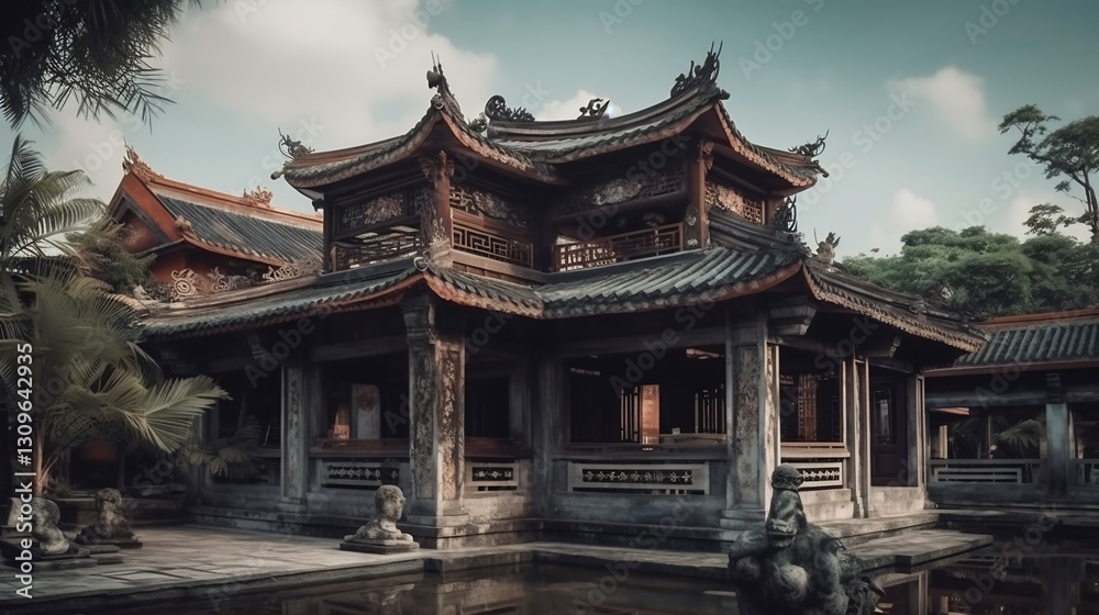 Ancient Asian Temple Courtyard for Vietnam. Ancient Asian Temple Courtyard for Vietnam.