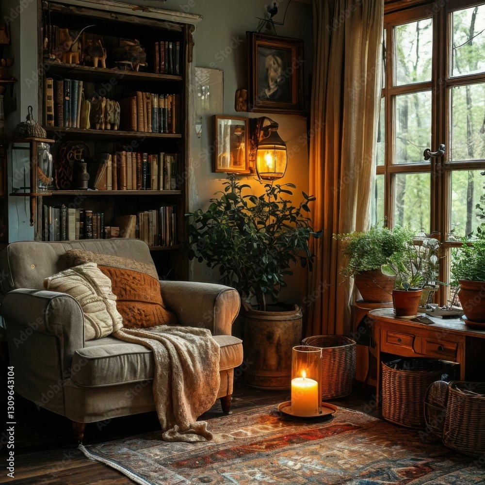 Fototapeta premium Warm candlelight illuminating a cozy intimate space. Generated AI