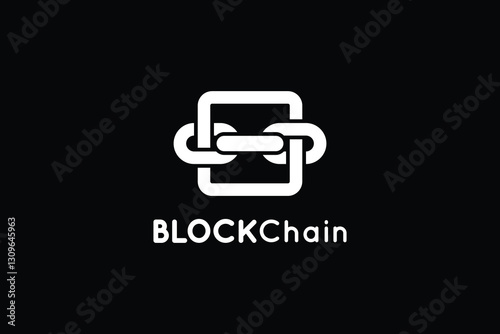 Modern abstract blockchain technology logo design black background