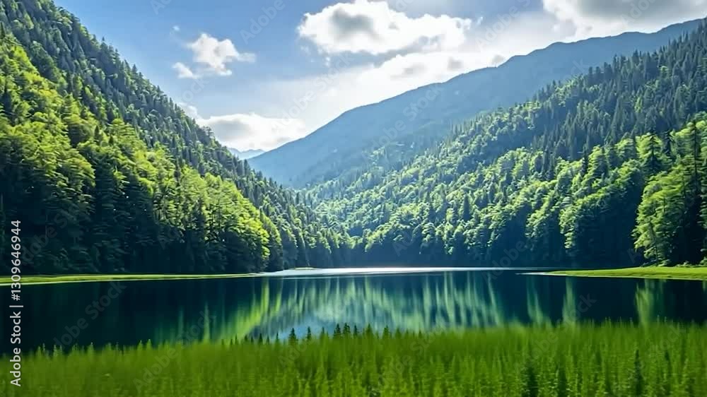 Serene Mountain Lake Reflection: A Breathtaking Panorama of Nature's Beauty Serene Mountain Lake Reflection: A Breathtaking Panorama of Nature's Beauty
