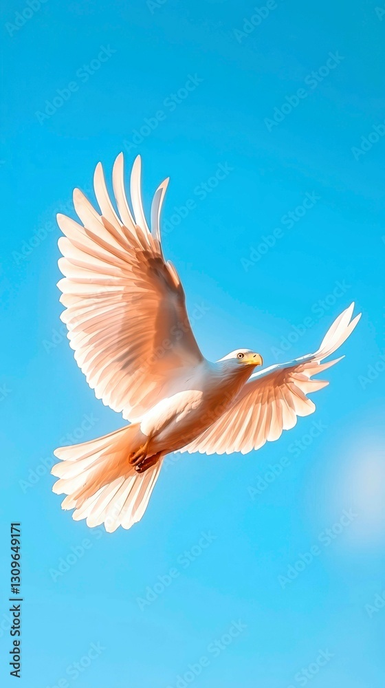 Fototapeta premium Eagle soaring high in clear blue sky wings spread in freedom and exploration avian nature art