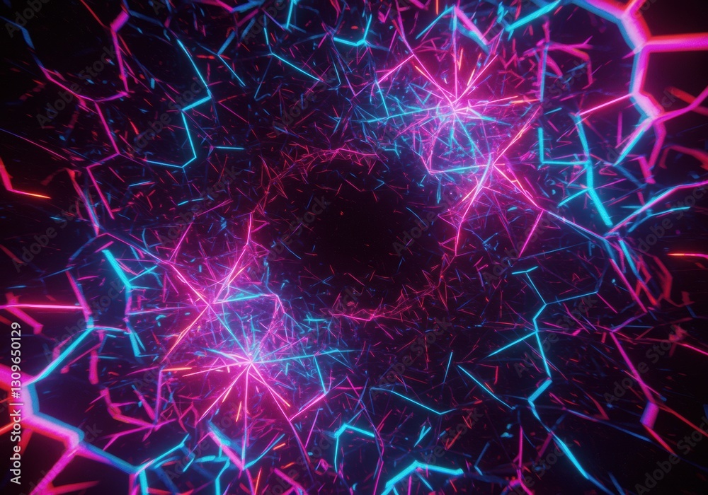 Neon Fractal: A Network of Glowing Lines Neon Fractal: A Network of Glowing Lines
