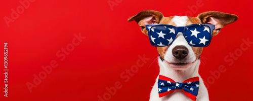 Patriotic Pup with Starry Sunglasses and Bow Tie Celebrates a Festive Occasion in Style