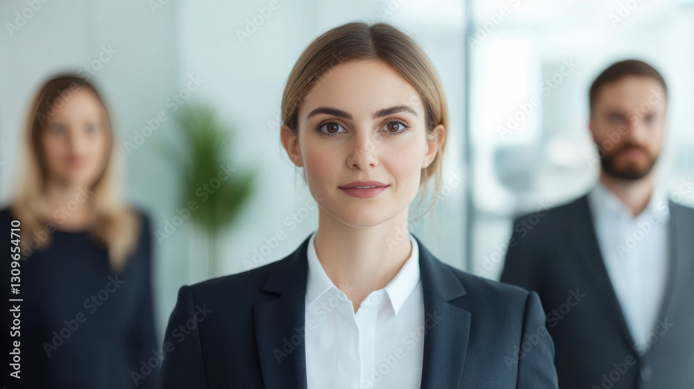 young beautiful business woman standing at office young beautiful business woman standing at office