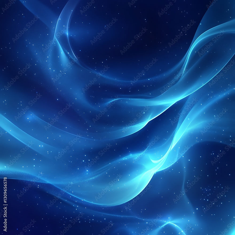 Fototapeta premium Abstract Blue Nebula Swirls Cosmic Dust Glowing
