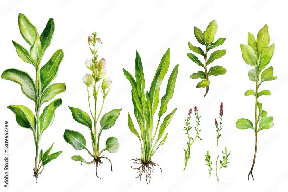 custom made wallpaper toronto digitalIllustration showcasing different parts of Nephrolepis exaltata plant with detailed features