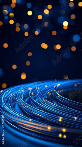 Futuristic Data Streams Flowing Digital Information Network Communication Concept with Bokeh Lights photo