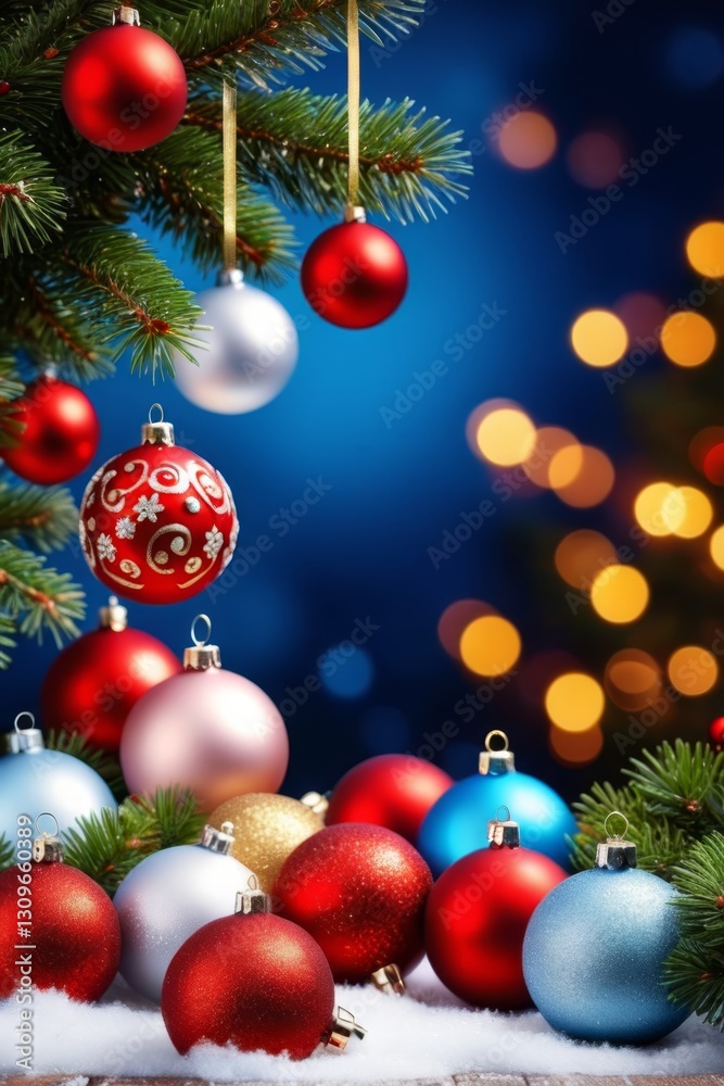 christmas ornaments on a table with a blue background christmas ornaments on a table with a blue background