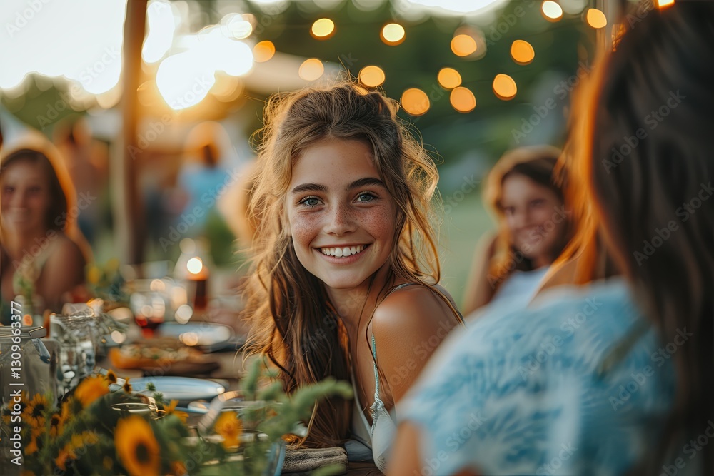 Happy Gathering Of Friends Outdoors