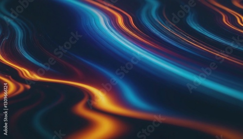 Vibrant teal and orange waves flow and intertwine in an abstract composition, creating a dynamic and luminous display of color and movement, with darker tones adding depth and a fluid, organic feel
