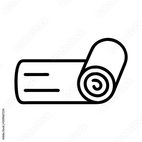 Rolled yoga mat minimal black outline icon