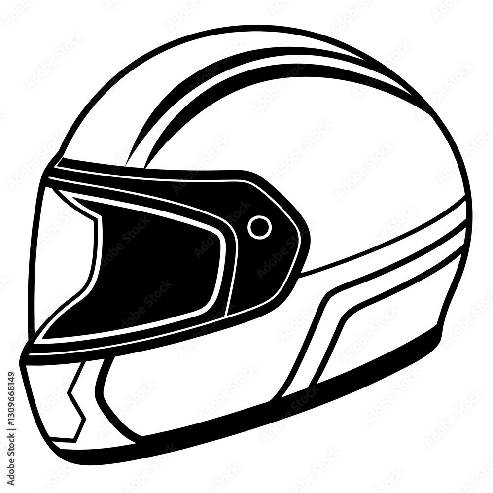 Fototapeta premium motorcycle helmet line art on white background