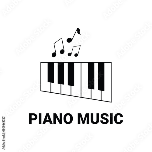 piano music logo design concept idea with music note