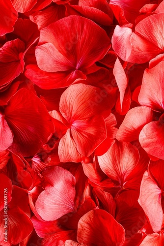 Vertical Close-up of vibrant red flower petals in bloom.