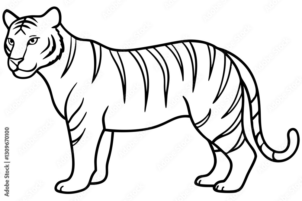 Fototapeta premium Fierce Tiger Linework