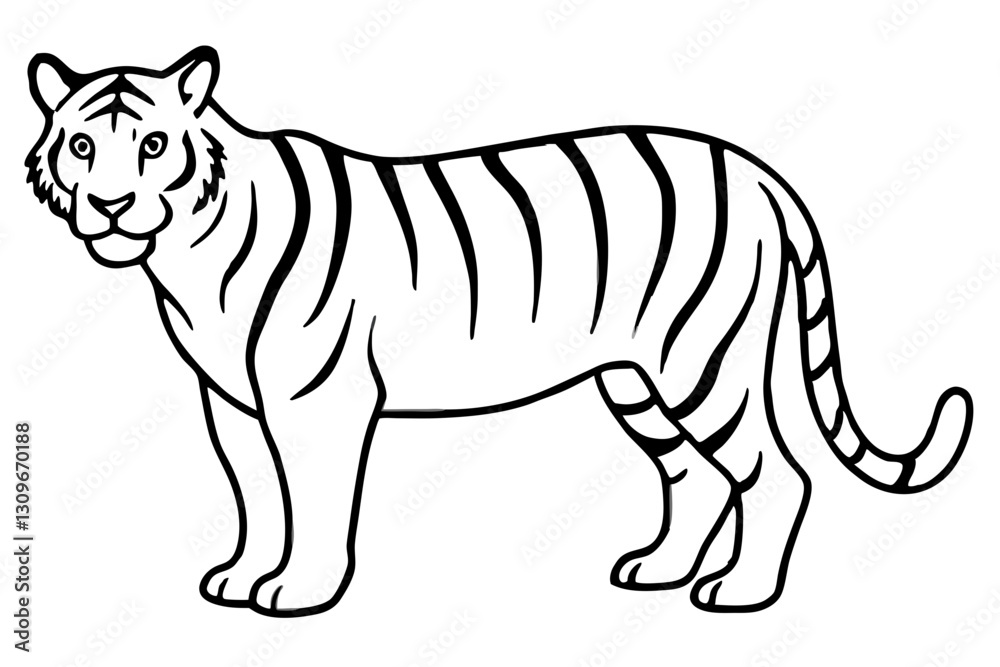 Obraz premium Fierce Tiger Linework