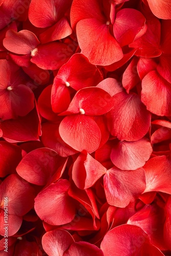 Vertical Close-up of vibrant red flower petals in bloom.