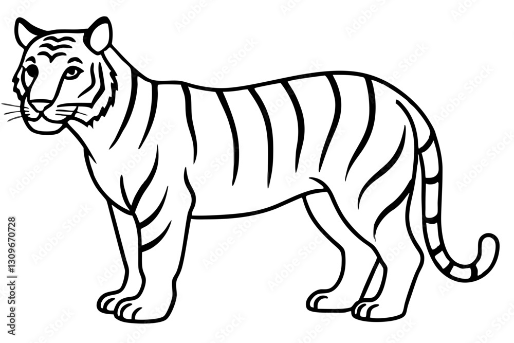 Fototapeta premium Fierce Tiger Linework