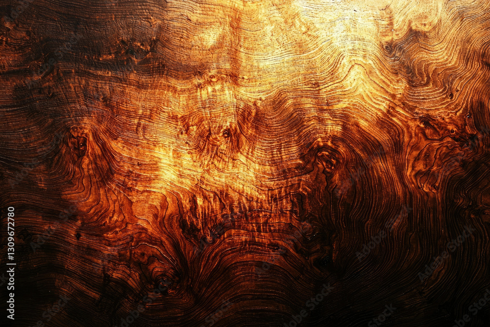 Fototapeta premium Intricate wood grain texture with dark and fiery orange tones, creating a rich, dramatic background.