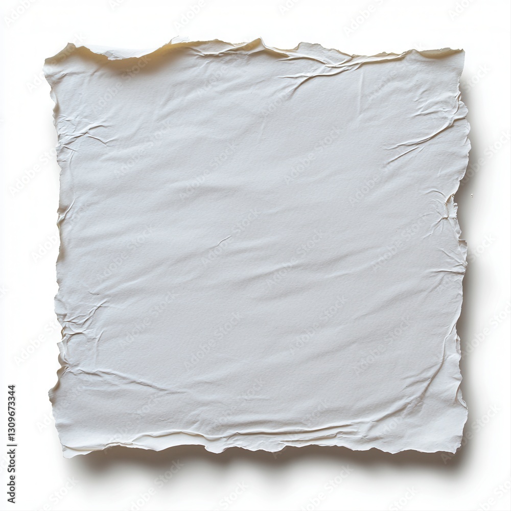 Obraz premium Torn edge piece of paper with visible texture and frayed edges laying on a smooth surface in a neutral setting
