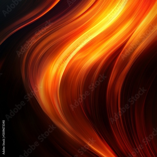 Abstract Flame: An evocative swirl of vibrant orange and yellow hues against a dark backdrop creates a captivating abstract design, reminiscent of flames or energy flow.