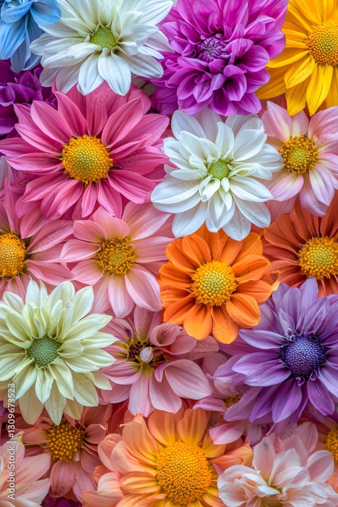 Fototapeta premium Vertical The background image of the colorful flowers, background nature.