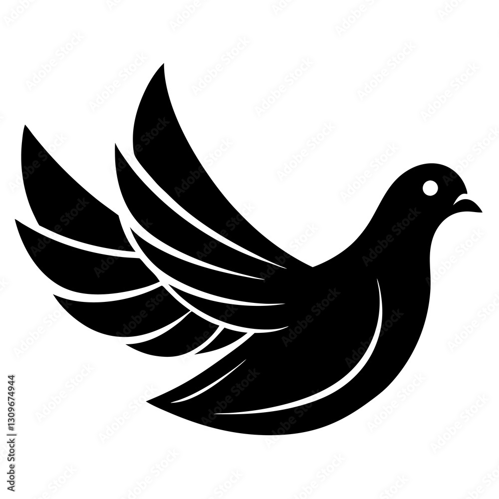 Obraz premium dove silhouette vector icon white background 