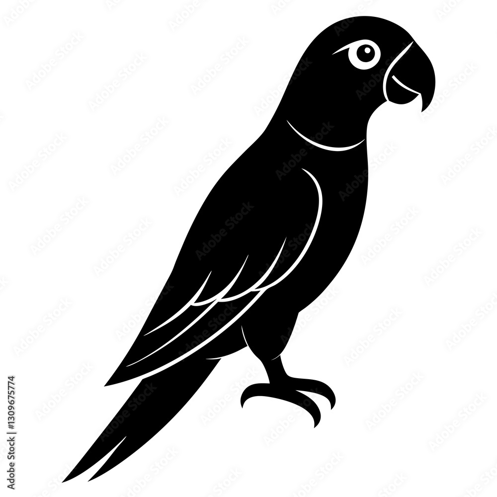 Obraz premium parrot silhouette vector icon white background