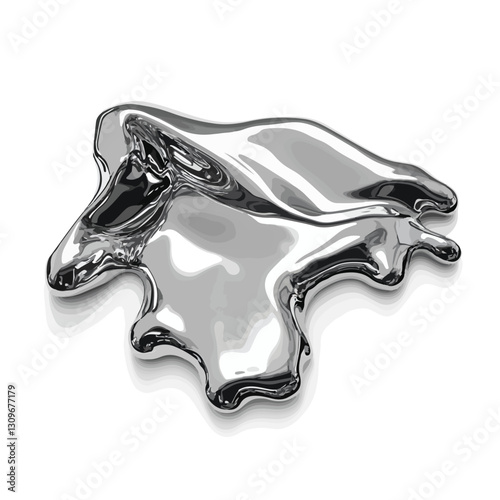 Silver Melted 3D Render Icon Isolated Cutout