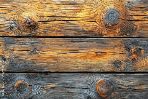 Wallpaper Mural Close-up of weathered wooden planks showing knots and grain, displaying age and texture. Torontodigital.ca