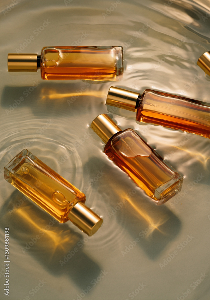 Elegant Floating Perfume Bottles In Water, Natural colours, Light Play, Product Photography
Elegant Floating Perfume Bottles In Water, Natural colours, Light Play, Product Photography
